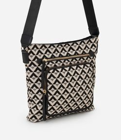 Bolsa Média em PU com Alça Regulável e Estampa Triângulos