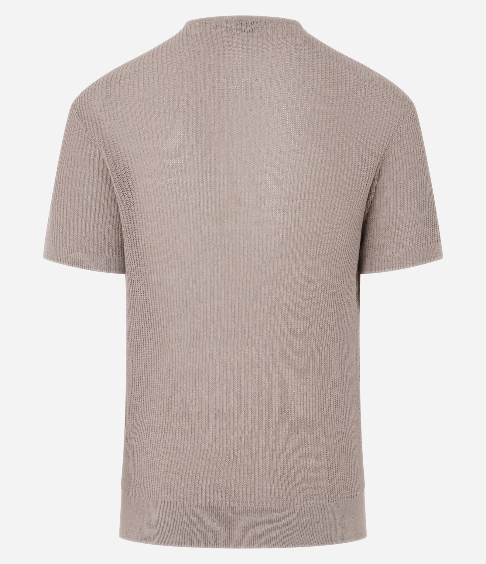 Camiseta Regular Gola Redonda com Botões e Efeito Crochê Bege 8