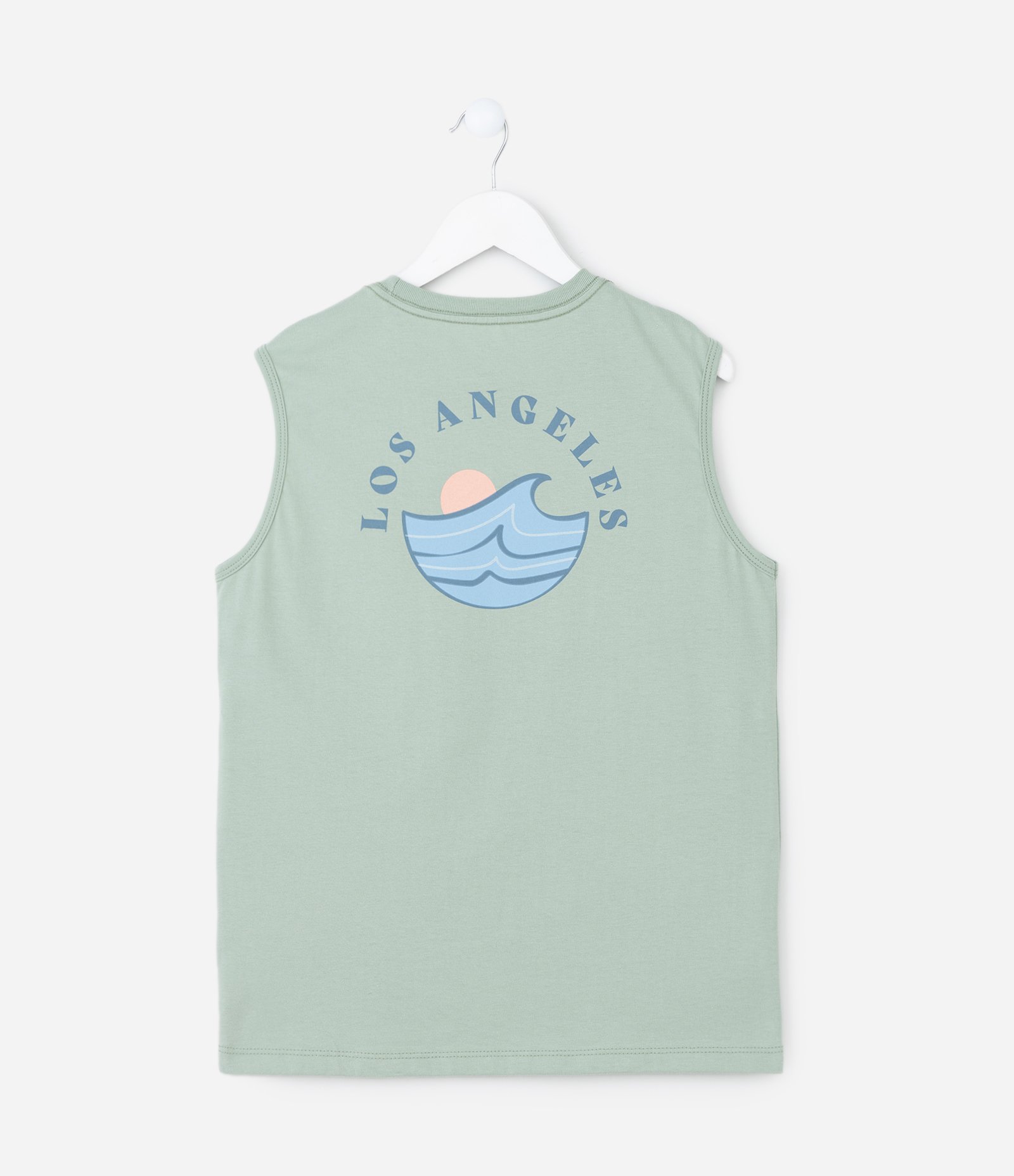Regata Infantil com Estampa Frente e Costas de Praia - Tam 5 a 4 Anos Verde 2