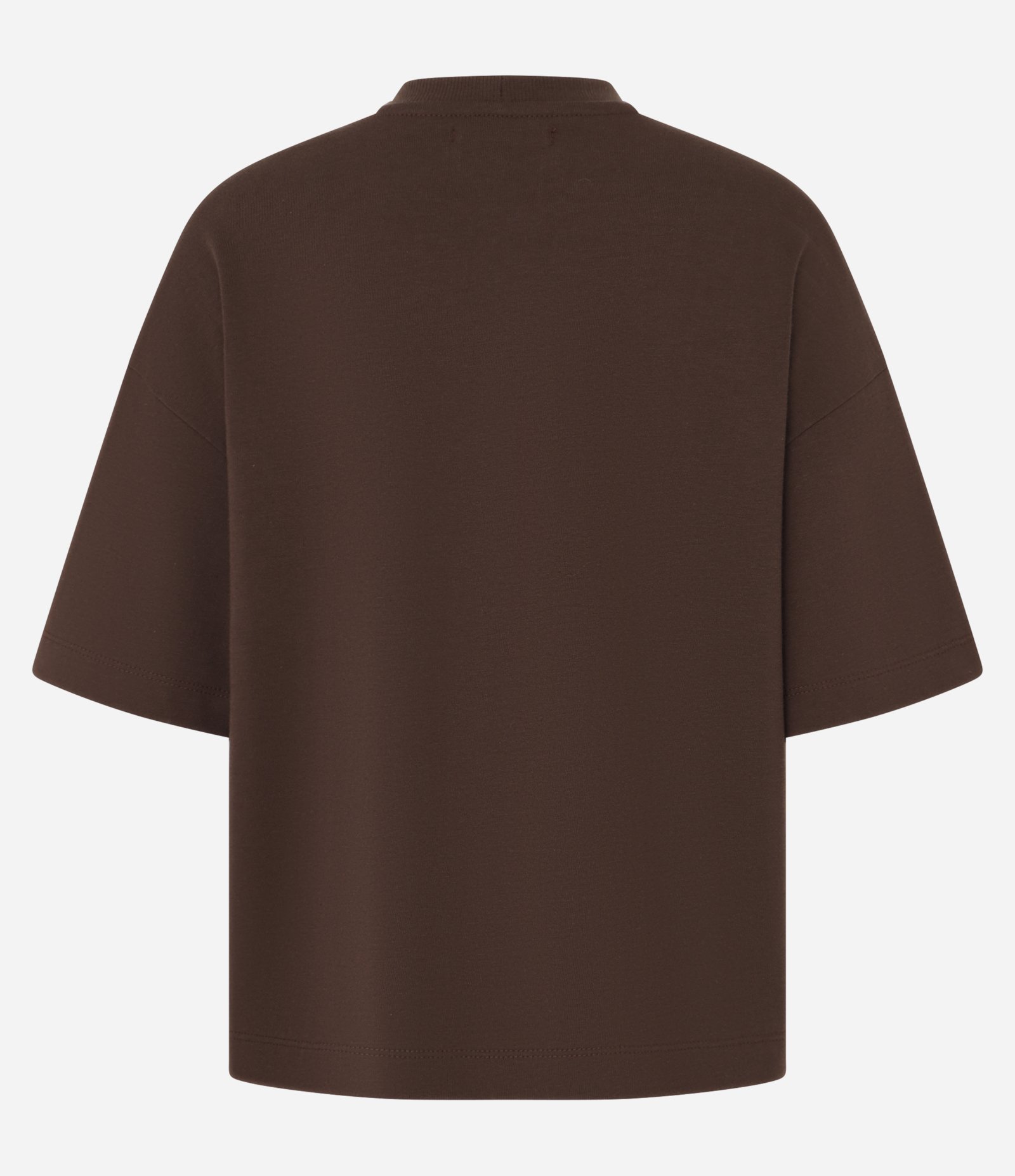Blusa Oversized Básica em Malhão com Manga Curta Marrom 2