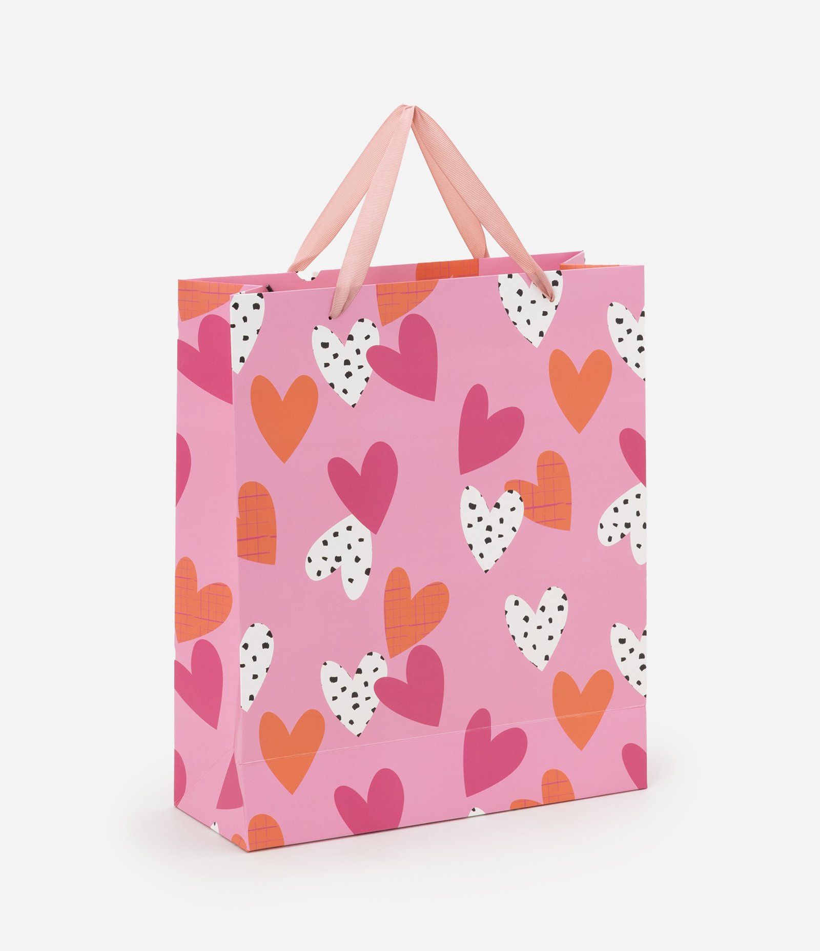 Embalagem de Presente Média com Estampa de Coração Rosa 1