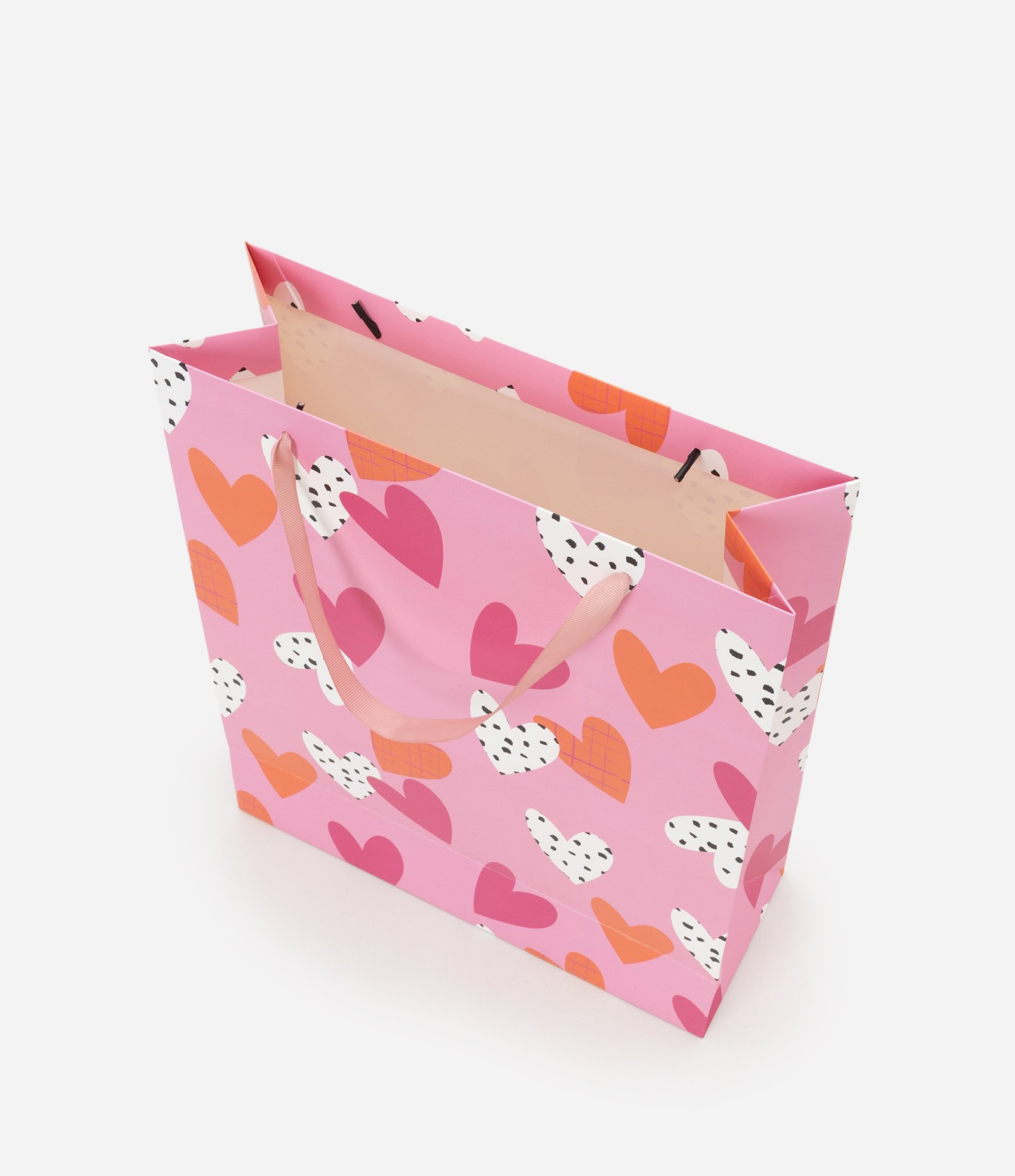 Embalagem de Presente Média com Estampa de Coração Rosa 3