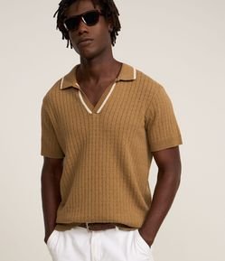 Camisa Polo Gola Contrastante e Textura