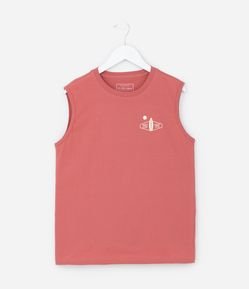 Regata Infantil com Lettering Frente e Costas - Tam 5 a 14 Anos