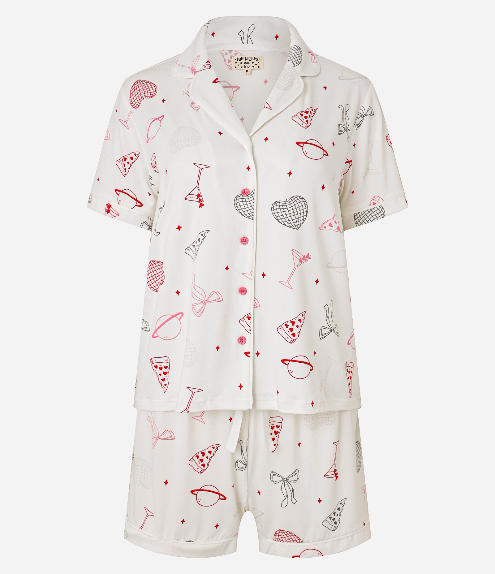 Pijama Short Doll Americano em Peach Touch com Estampa Girly Off White 5