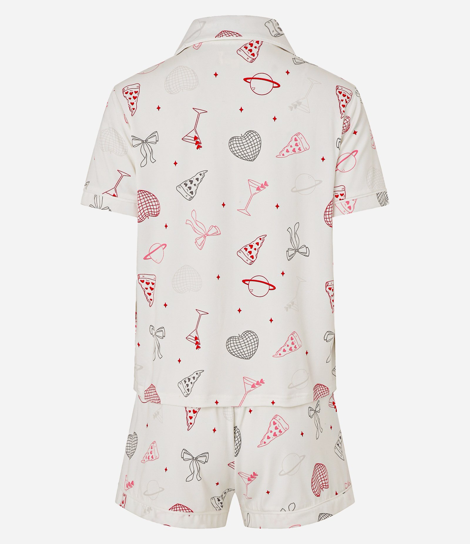Pijama Short Doll Americano em Peach Touch com Estampa Girly Off White 7