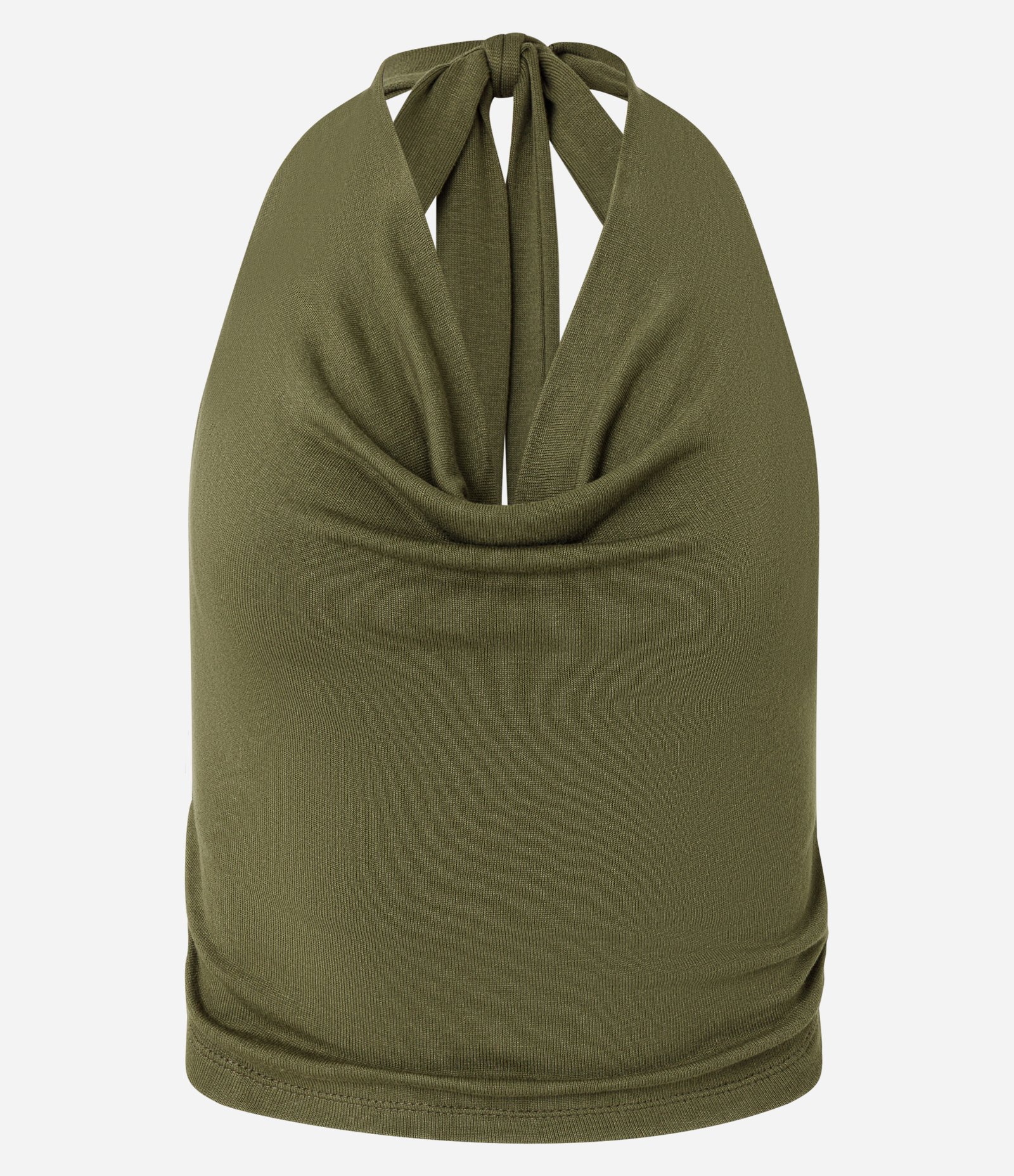 Blusa Boho Frente Única em Tricô com Gola Degagê Verde 5