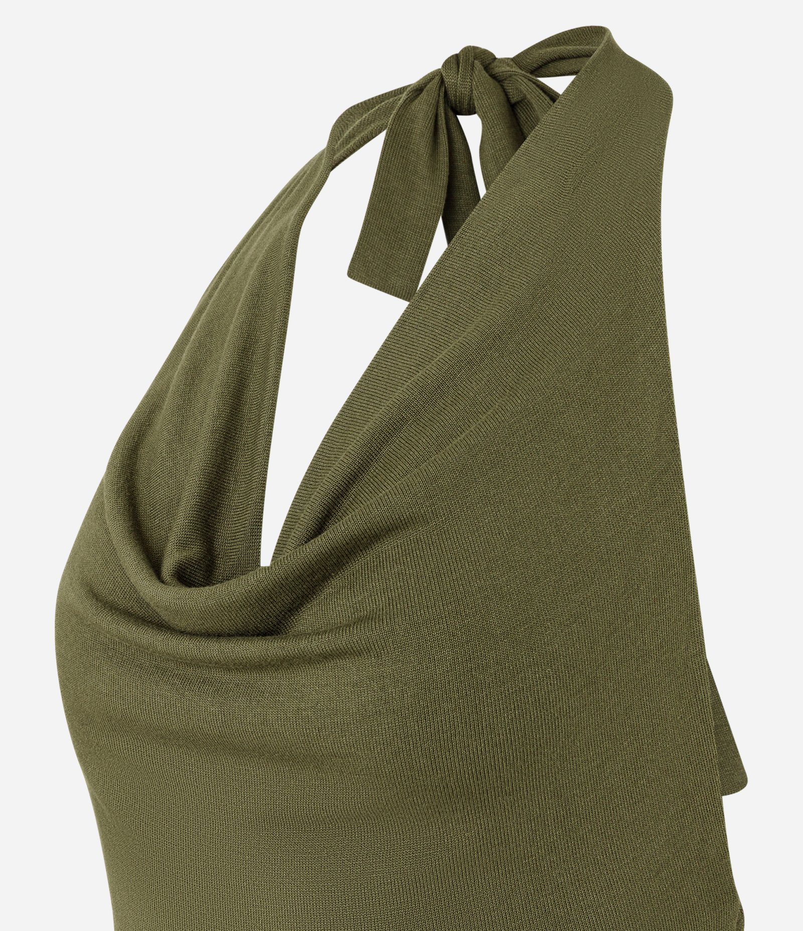 Blusa Boho Frente Única em Tricô com Gola Degagê Verde 6