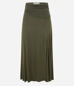 Saia Long Midi em Tricô com Franzido no Cós