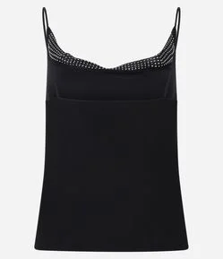 Blusa em Tule Metalizado e Decote Degagê