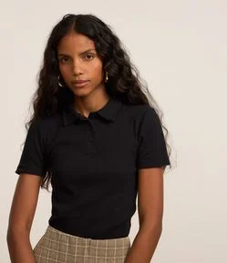 Blusa Básica em Ribana com Gola Polo