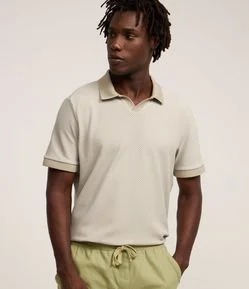 Camisa Polo Comfort com Textura Diagonal