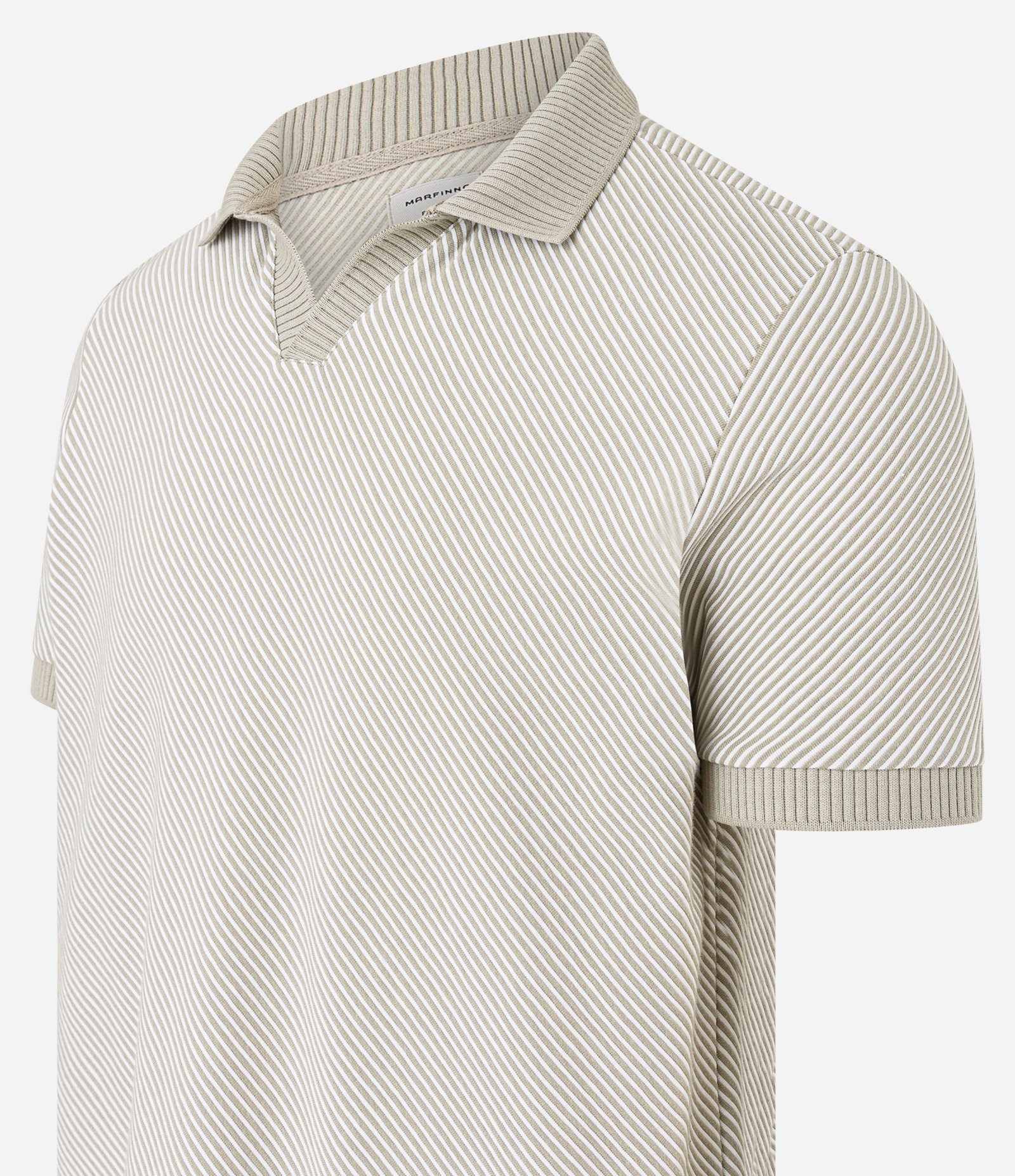 Camiseta Polo Comfort com Textura Diagonal Bege 6