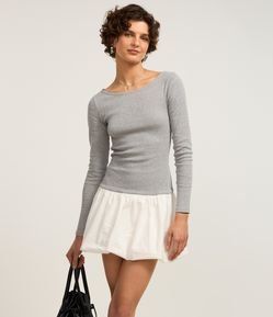 Vestido Curto Balonê Bicolor em Ribana