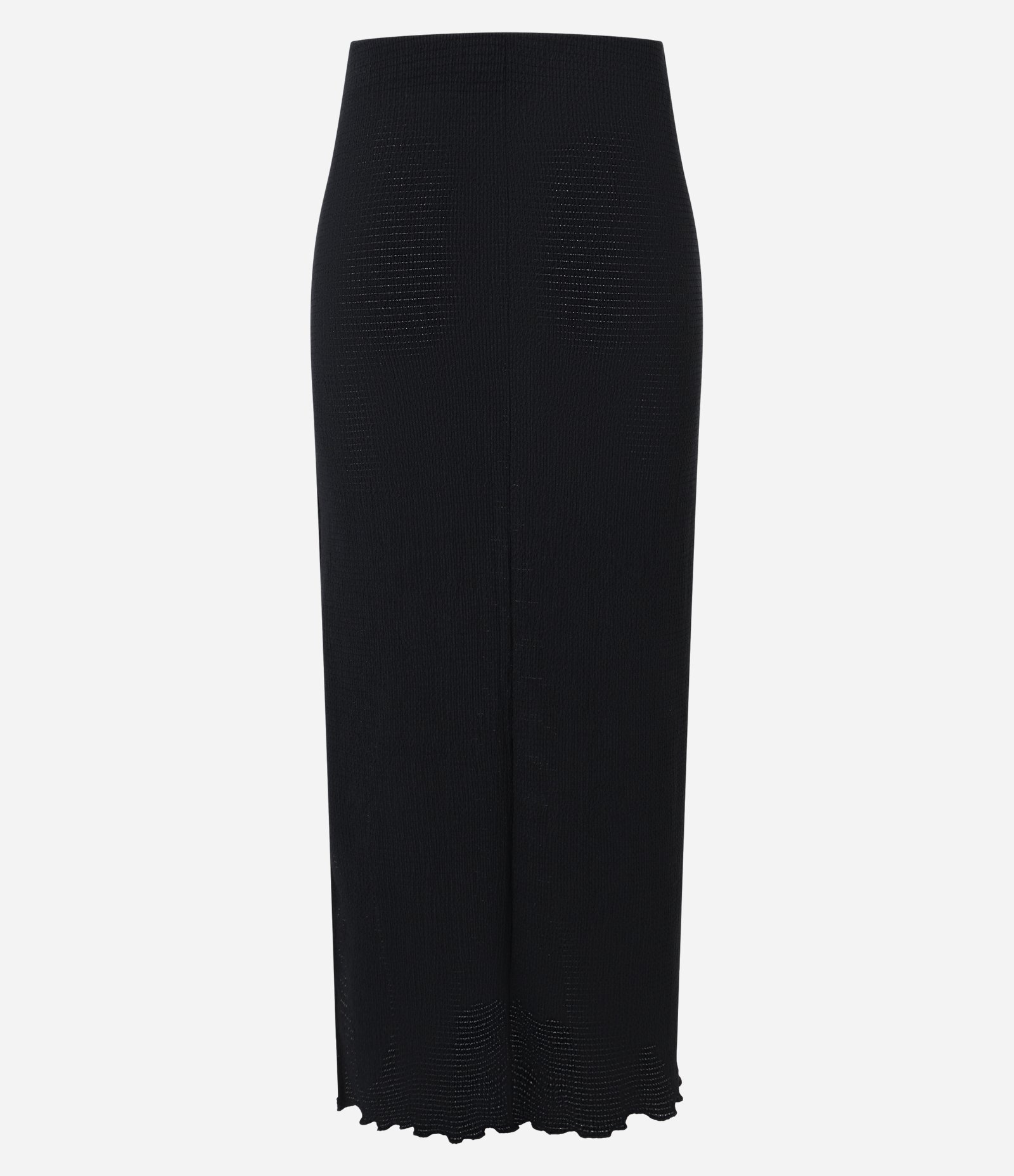 Saia Midi Texturizado com Fenda Lateral Preto 7