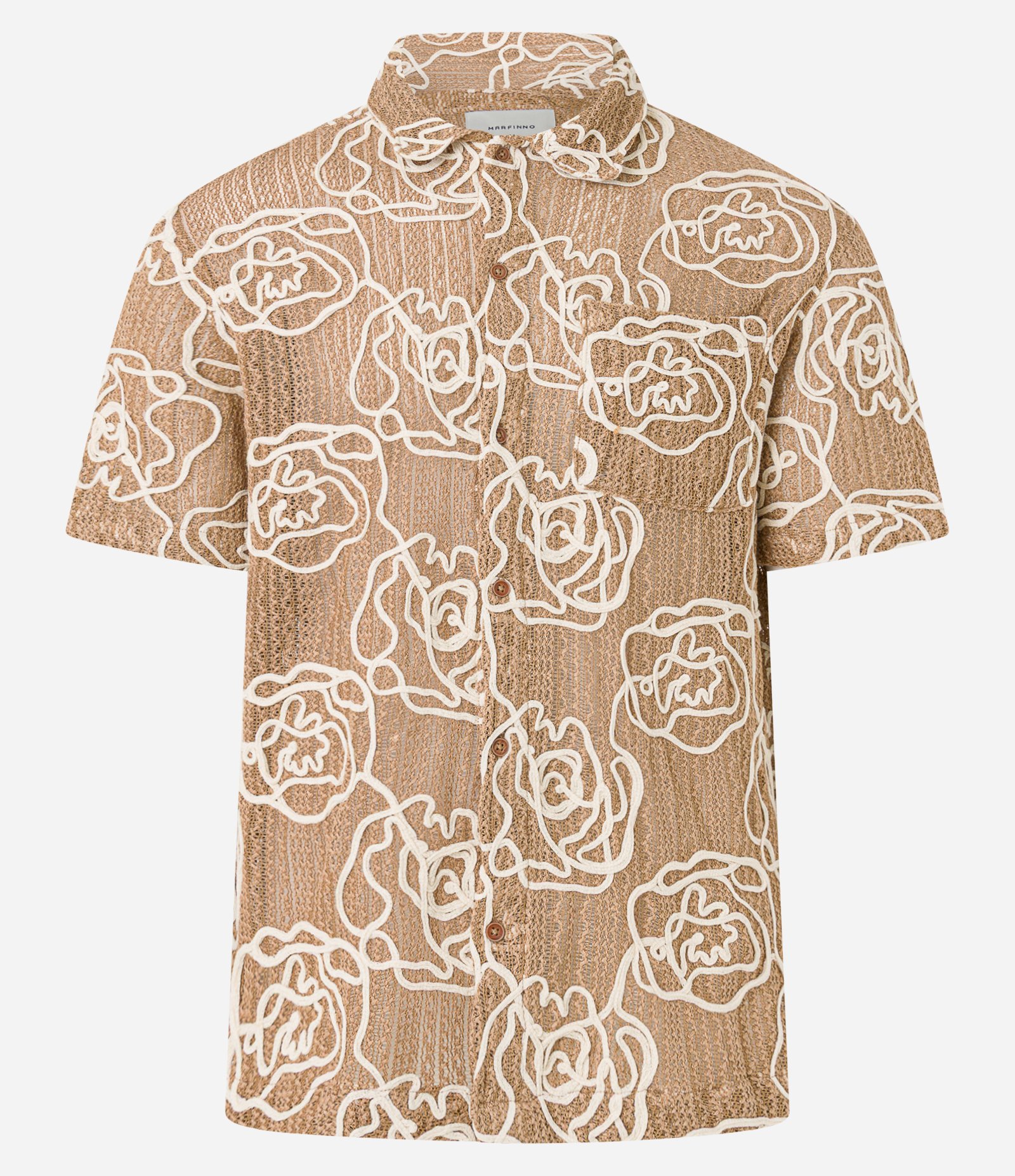 Camisa em Tricô com Textura Floral Bege 6