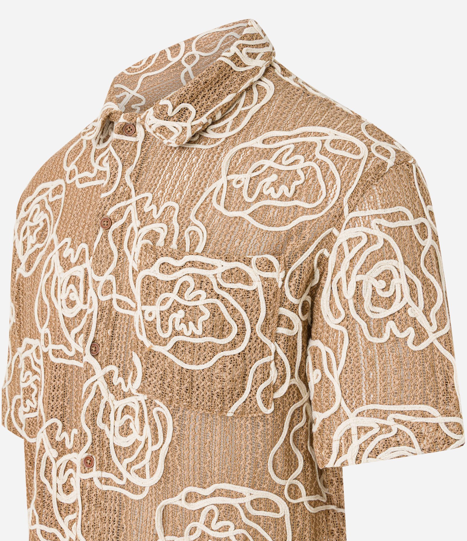Camisa em Tricô com Textura Floral Bege 7