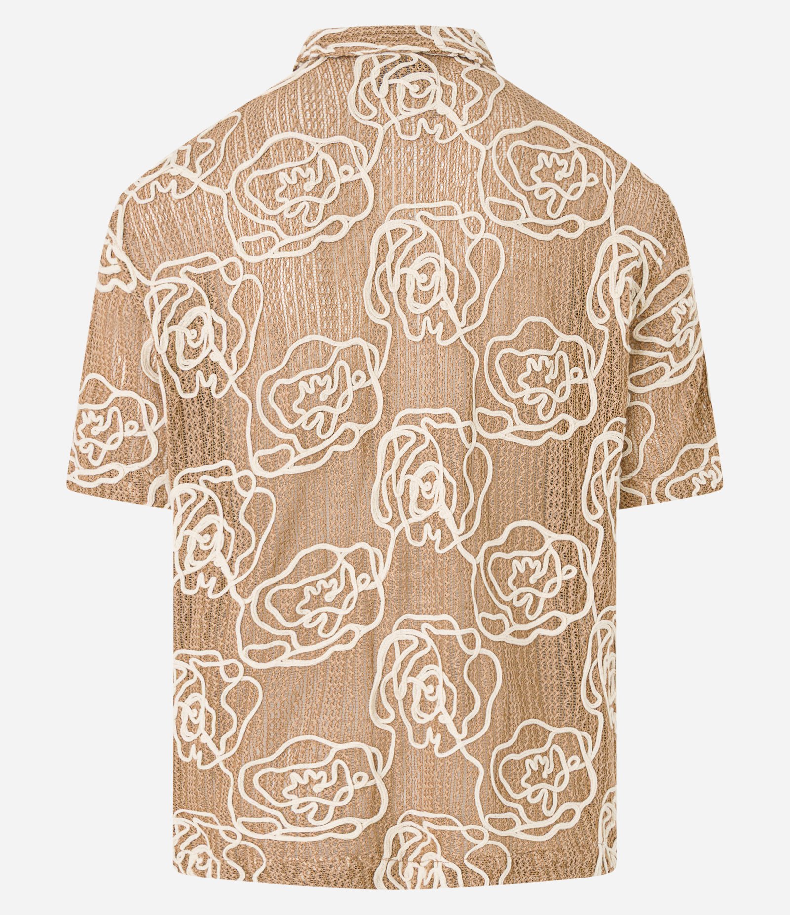 Camisa em Tricô com Textura Floral Bege 8