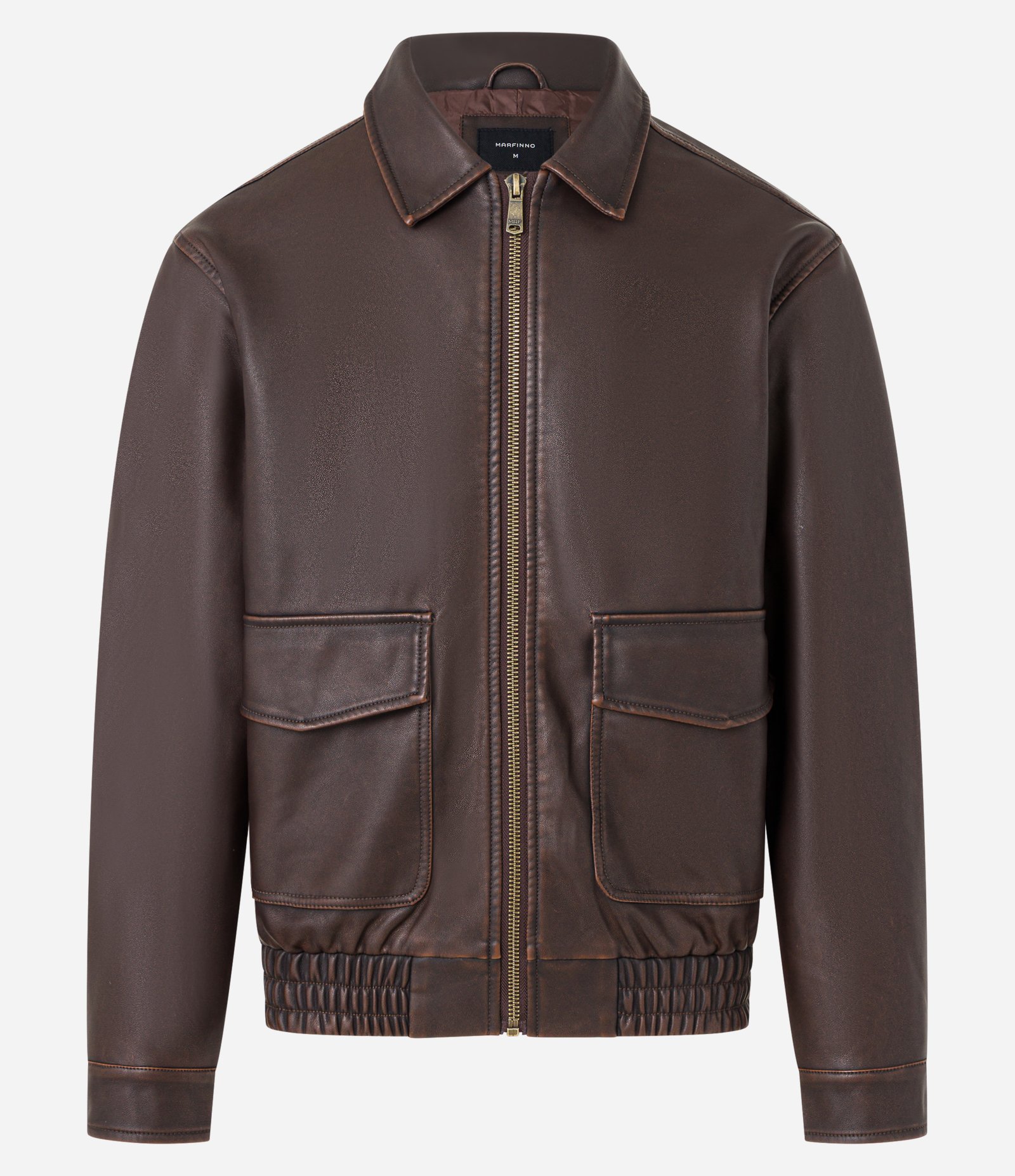 Jaqueta em Material Sintético com Gola Colarinho e Bolsos Grandes Marrom 7