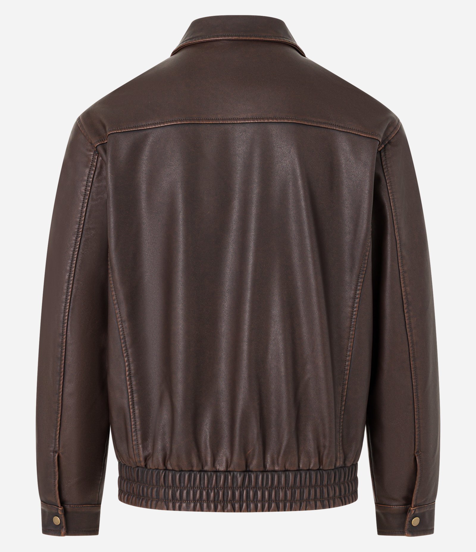 Jaqueta em Material Sintético com Gola Colarinho e Bolsos Grandes Marrom 8