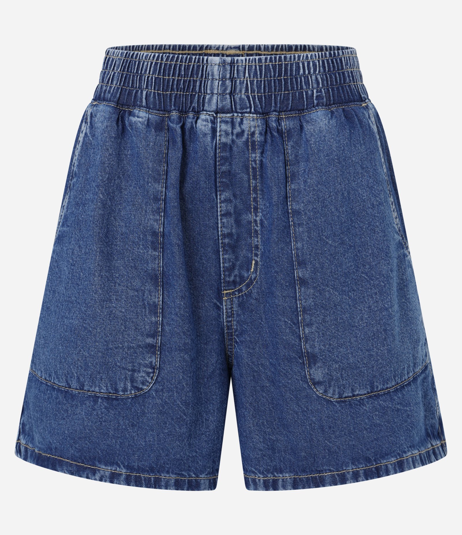 Short Runner em Jeans com Bolsos Grandes Azul