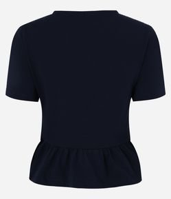 Blusa Curta em Algodão Texturizado com Babados na Barra