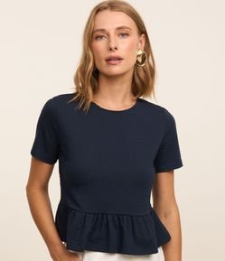 Blusa Curta em Algodão Texturizado com Babados na Barra