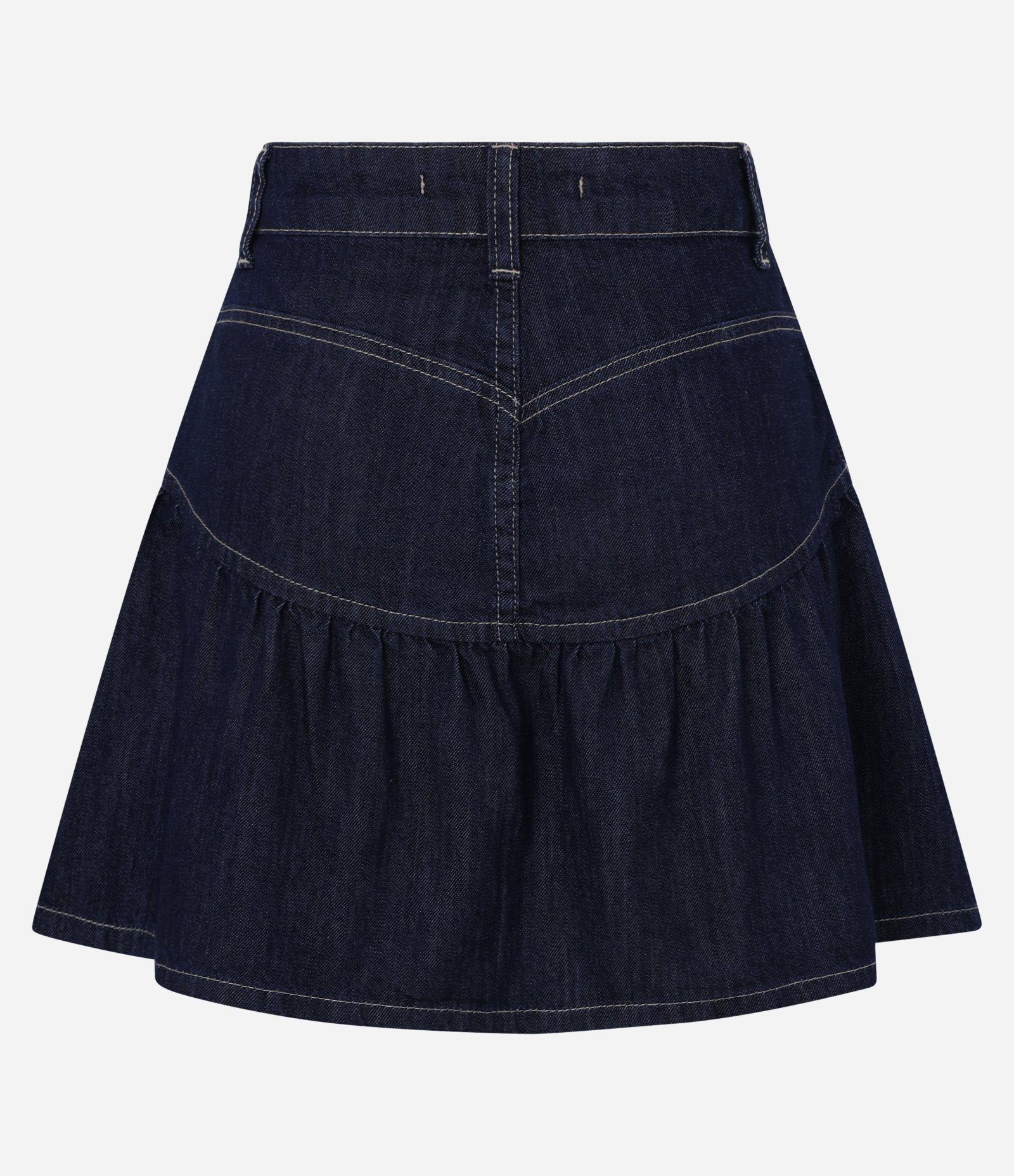 Saia Curta em Jeans com Babados na Barra Azul Escuro 6