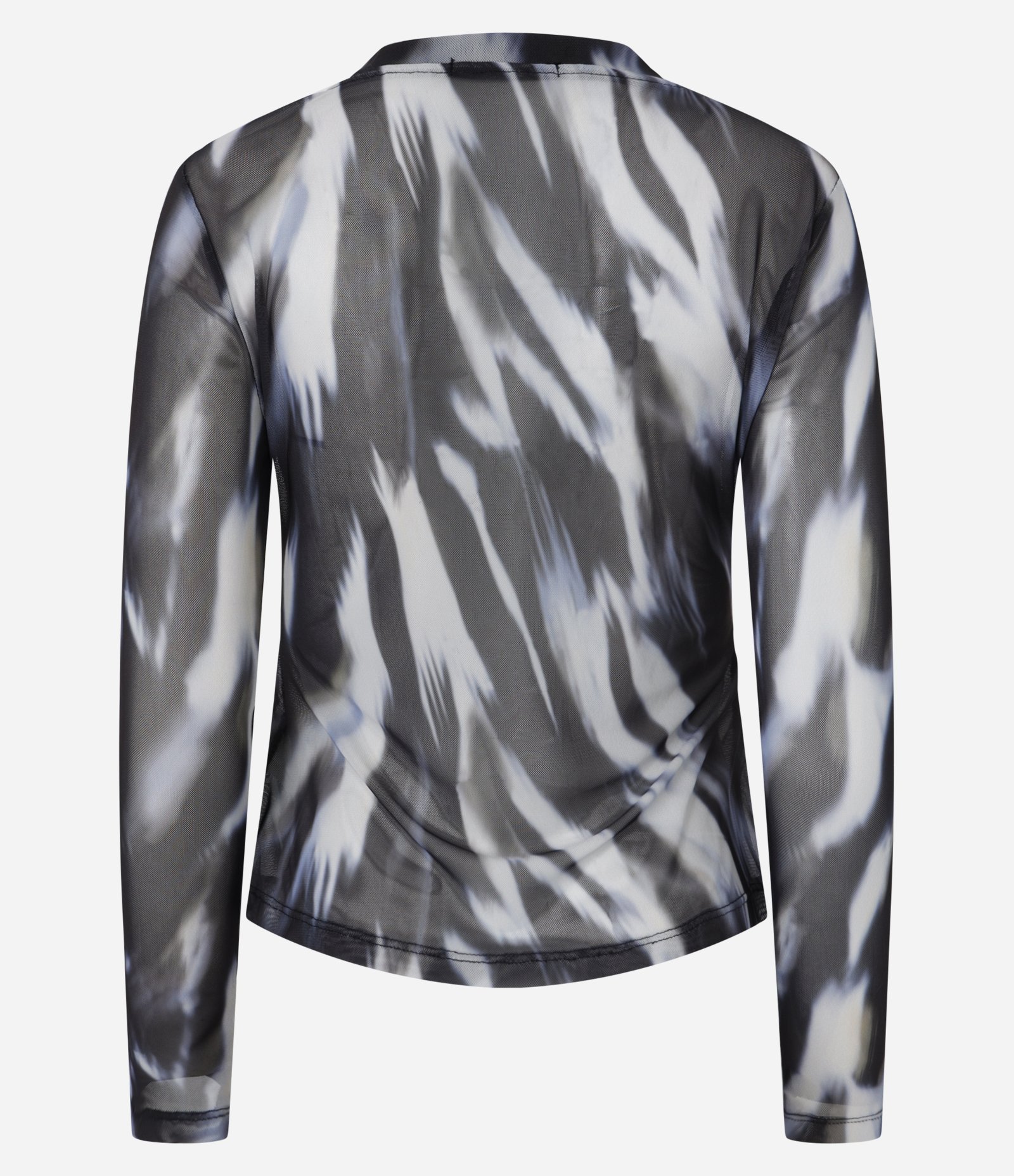 Camisa em Tule com Estampa Abstrata Preto/Branco 9