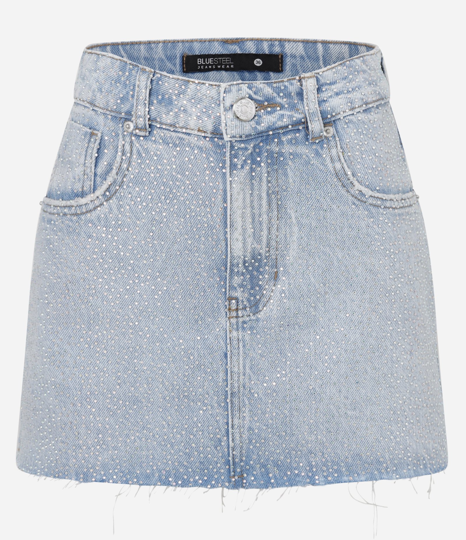 Mini Saia Jeans com Brilhos Aplicados Azul 6