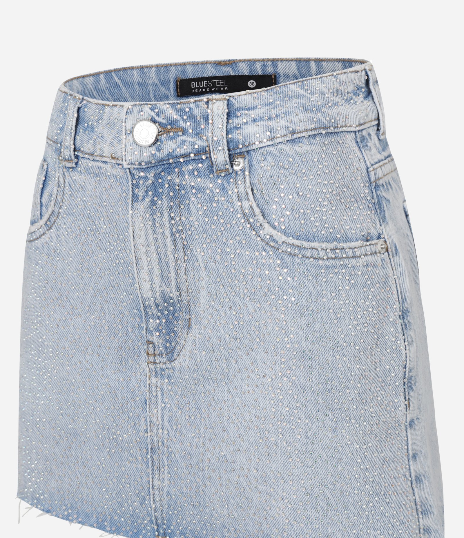 Mini Saia Jeans com Brilhos Aplicados Azul 7