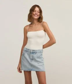 Saia Jeans com Brilhos Aplicados