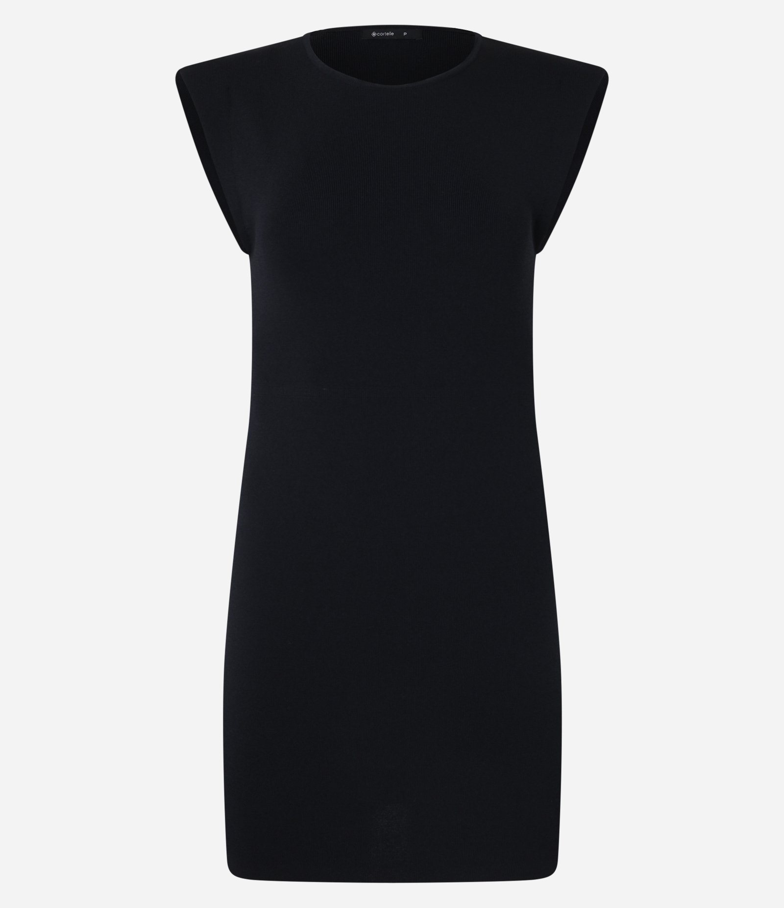 Vestido Curto em Tricô com Ombreira e Abertura nas Costas Preto 8