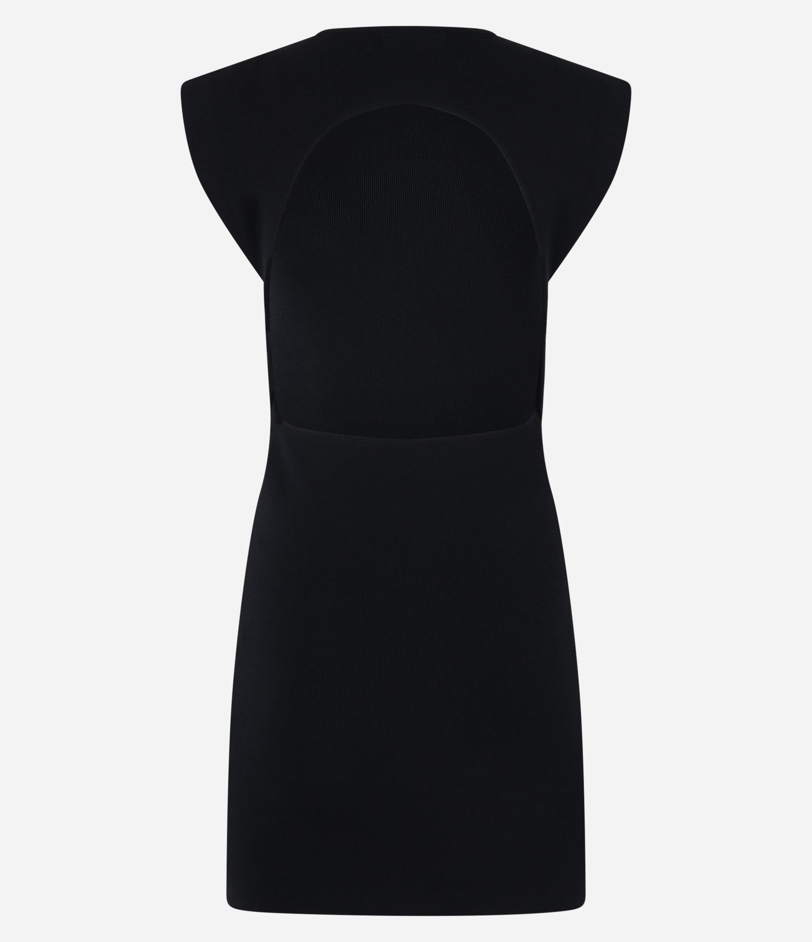 Vestido Curto em Tricô com Ombreira e Abertura nas Costas Preto 10