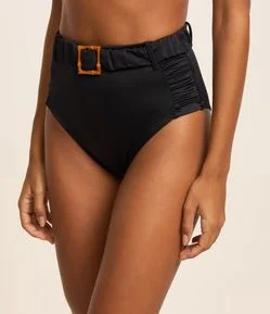 Biquini Calcinha Hot Pants em Microfibra com Detalhe de Aviamento de Bambu Lateral