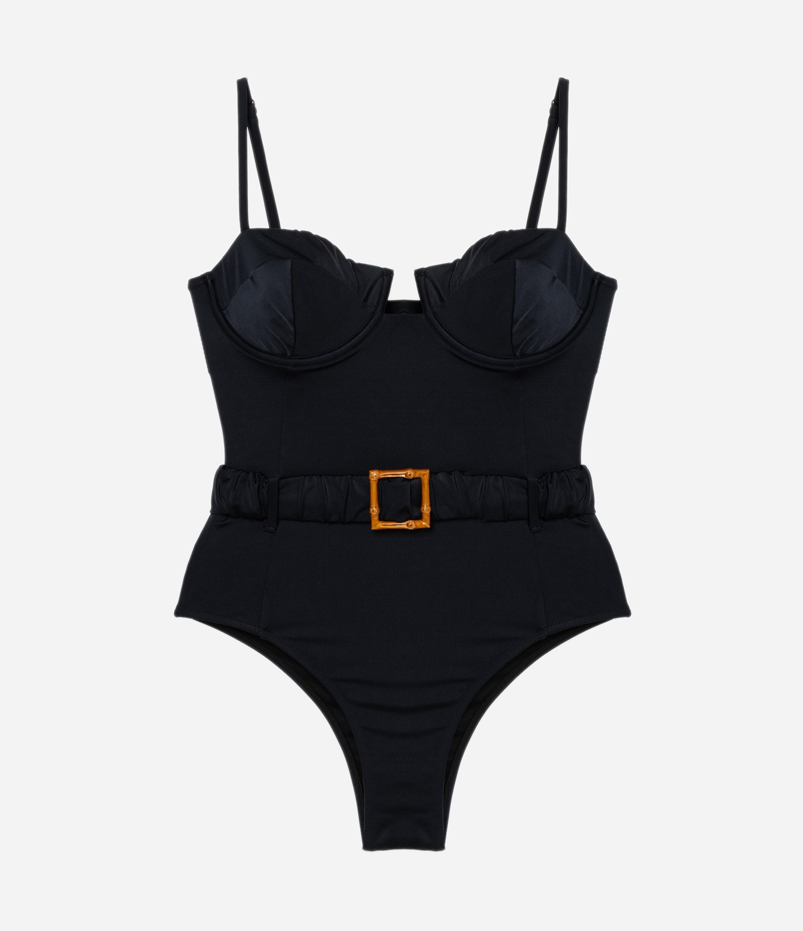 Maiô Meia Taça com Aviamento de Bamboo Preto 5