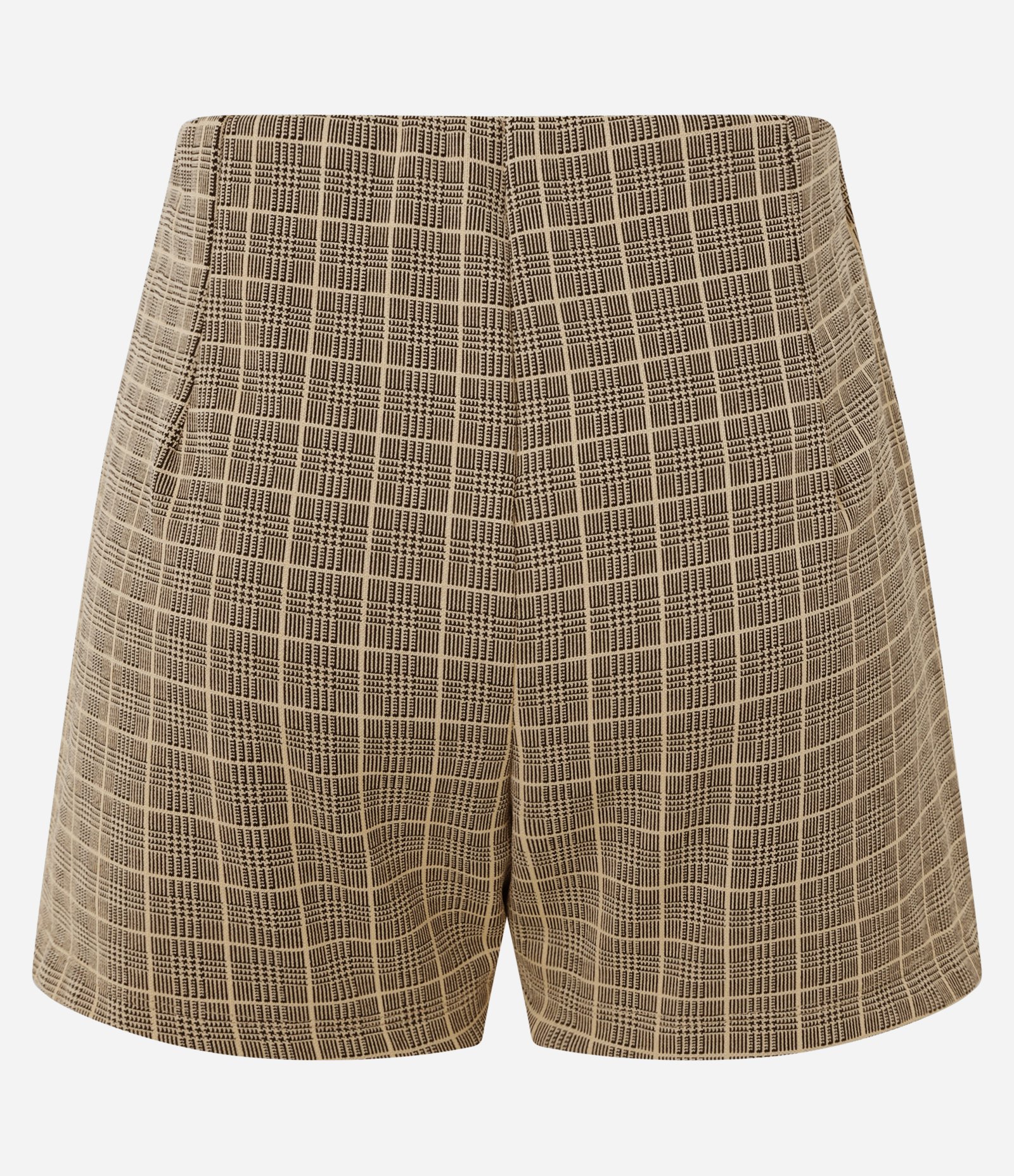 Short Saia Cintura Alta com Jacquard Xadrez Bege 6