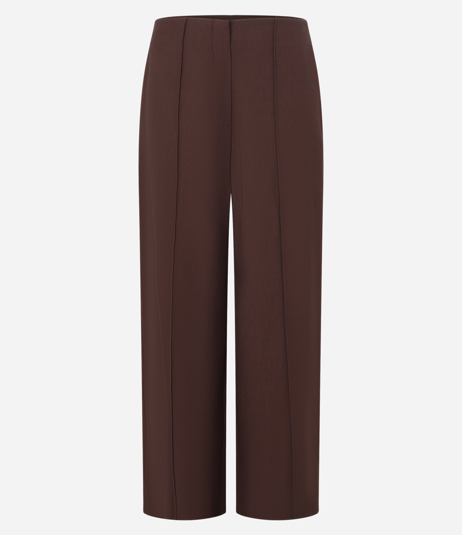 Calça Pantalona Alfaiatada com Frisos Frontais e Bolsos Marrom 5