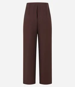 Calça Pantalona Alfaiatada com Frisos Frontais e Bolsos