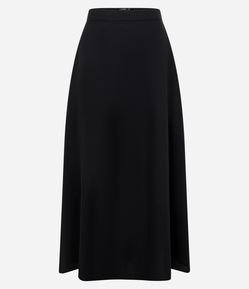 Saia Midi em Tricoline com Cós Elástico