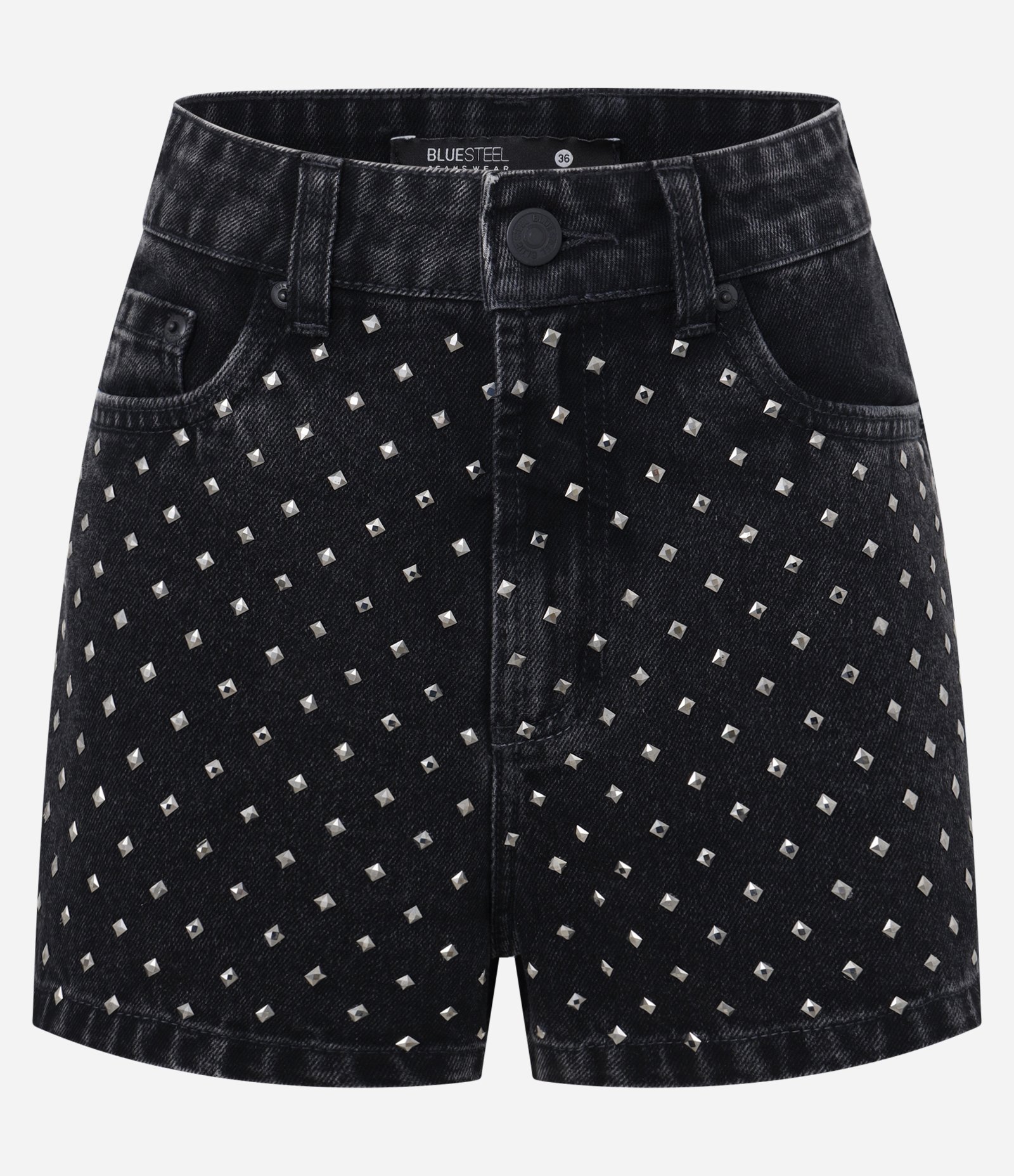 Short Hot Pants em Jeans com Brilhos Preto 4