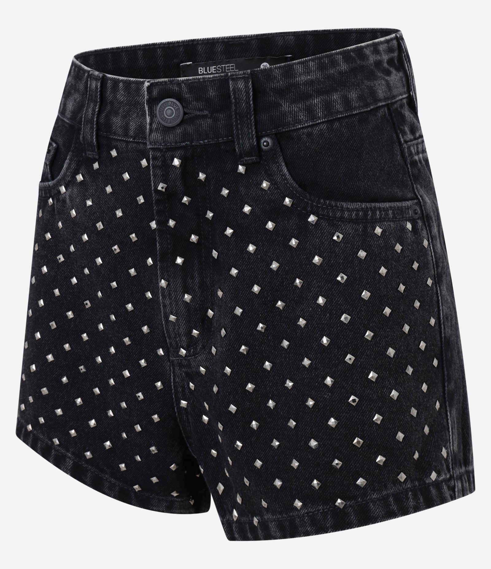 Short Hot Pants em Jeans com Brilhos Preto 5