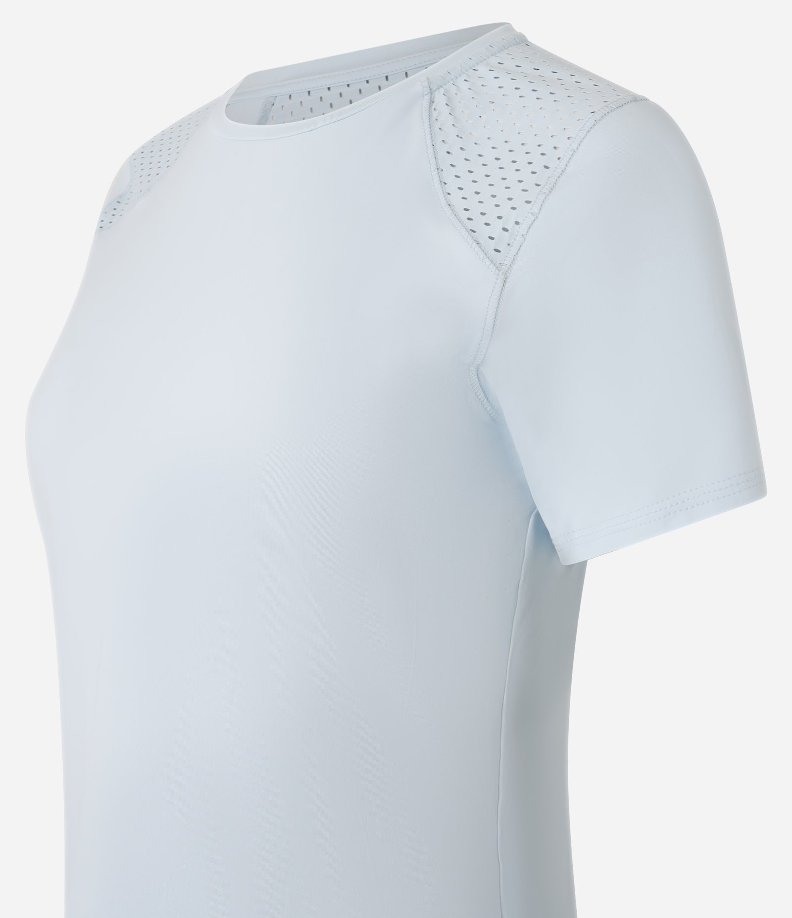 Camiseta Esportiva em Poliamida com Recortes em Tela Azul Pastel 2