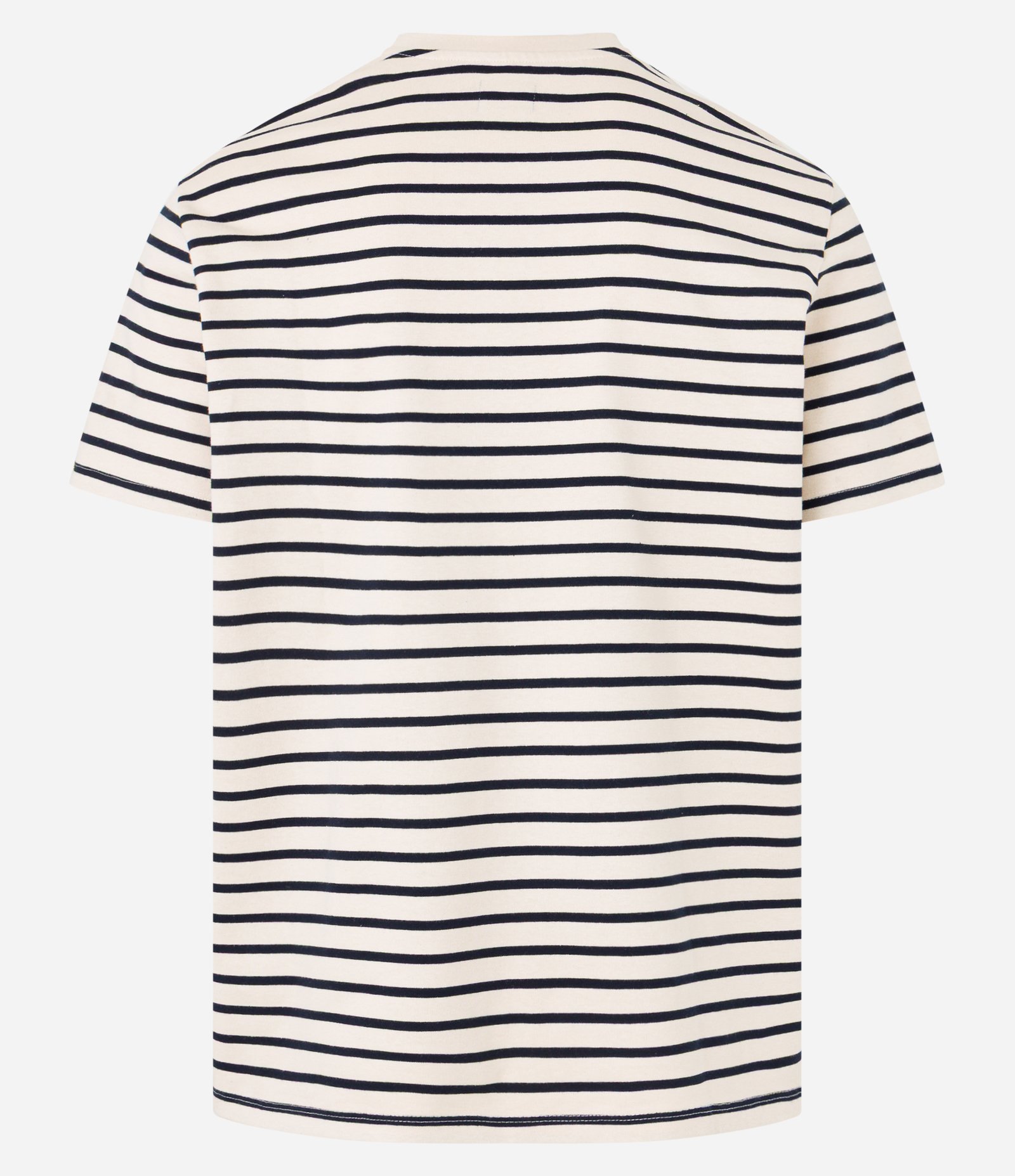 Camiseta Comfort em Malhão com Listras Bege/Azul Marinho 7