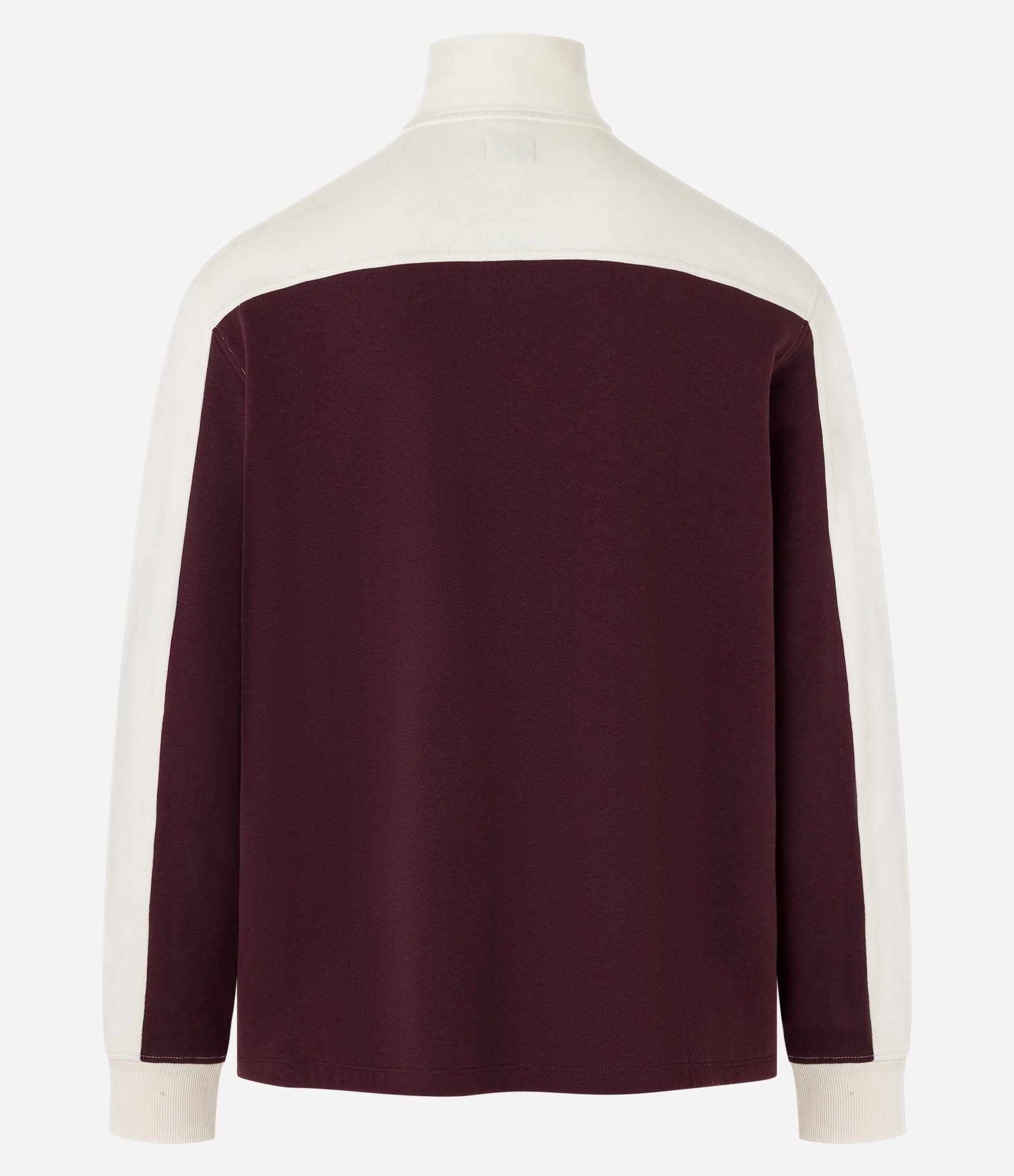 Casaco em Algodão Gola Alta com Zíper Bicolor Off white/Vinho 9