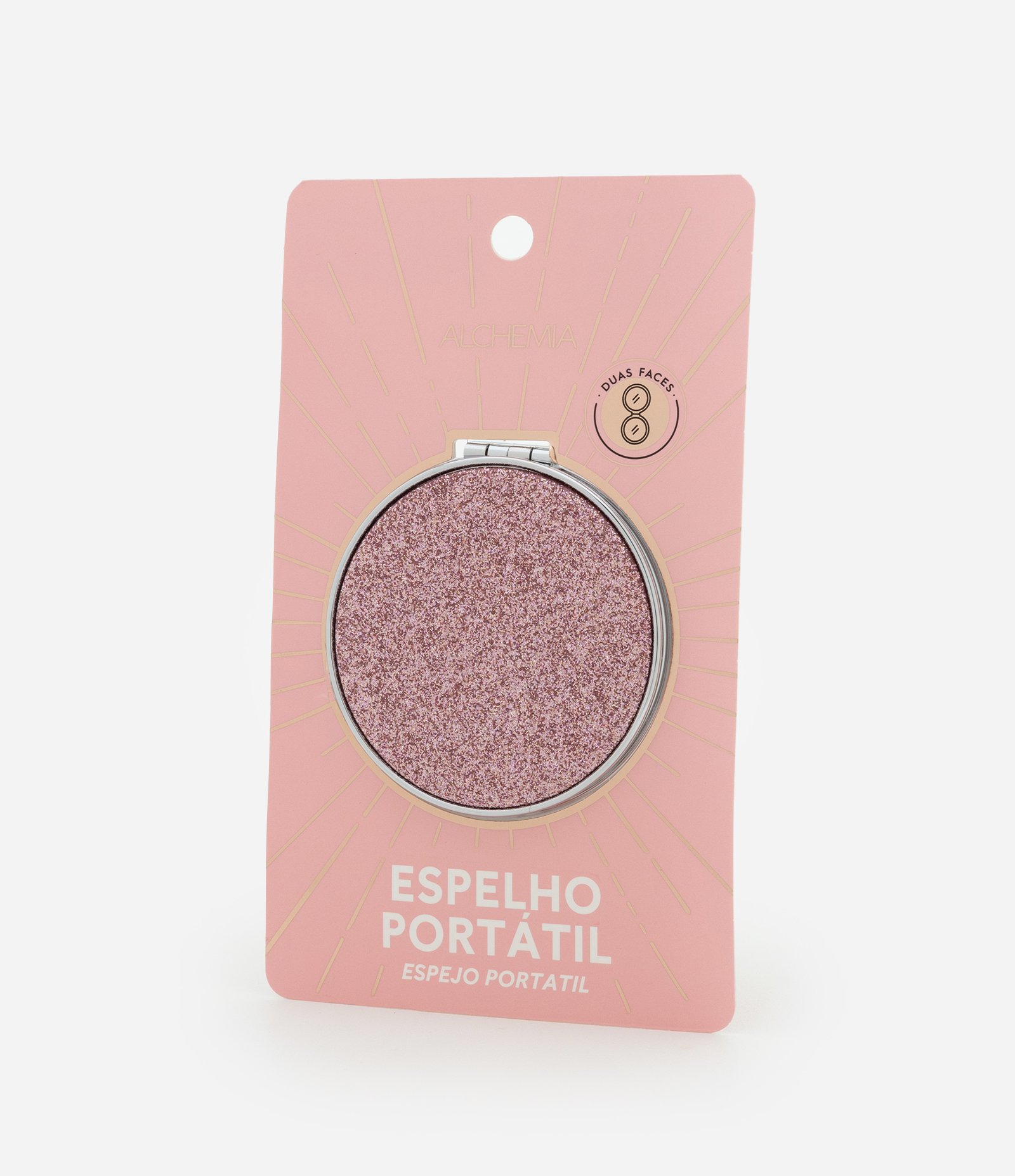 Espelho Compacto com Glitter Alchemia Rosa Metalizado 4