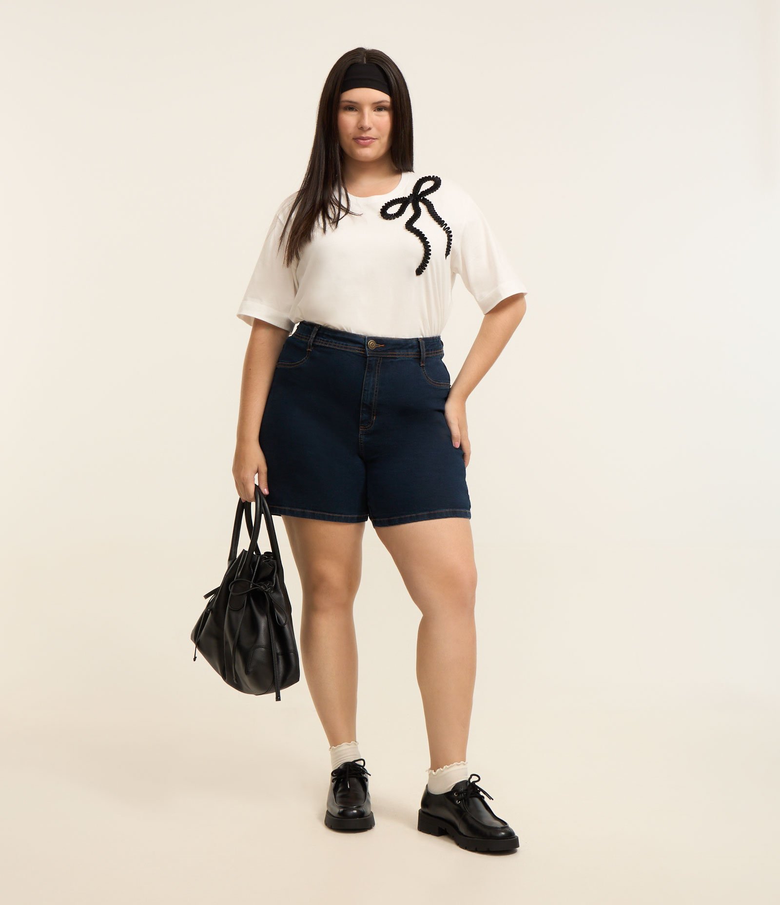 Short Hot Pants Básico em Jeans Curve & Plus Size Azul 1