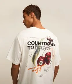 Camiseta Boxy Algodão com Estampa de Cereja