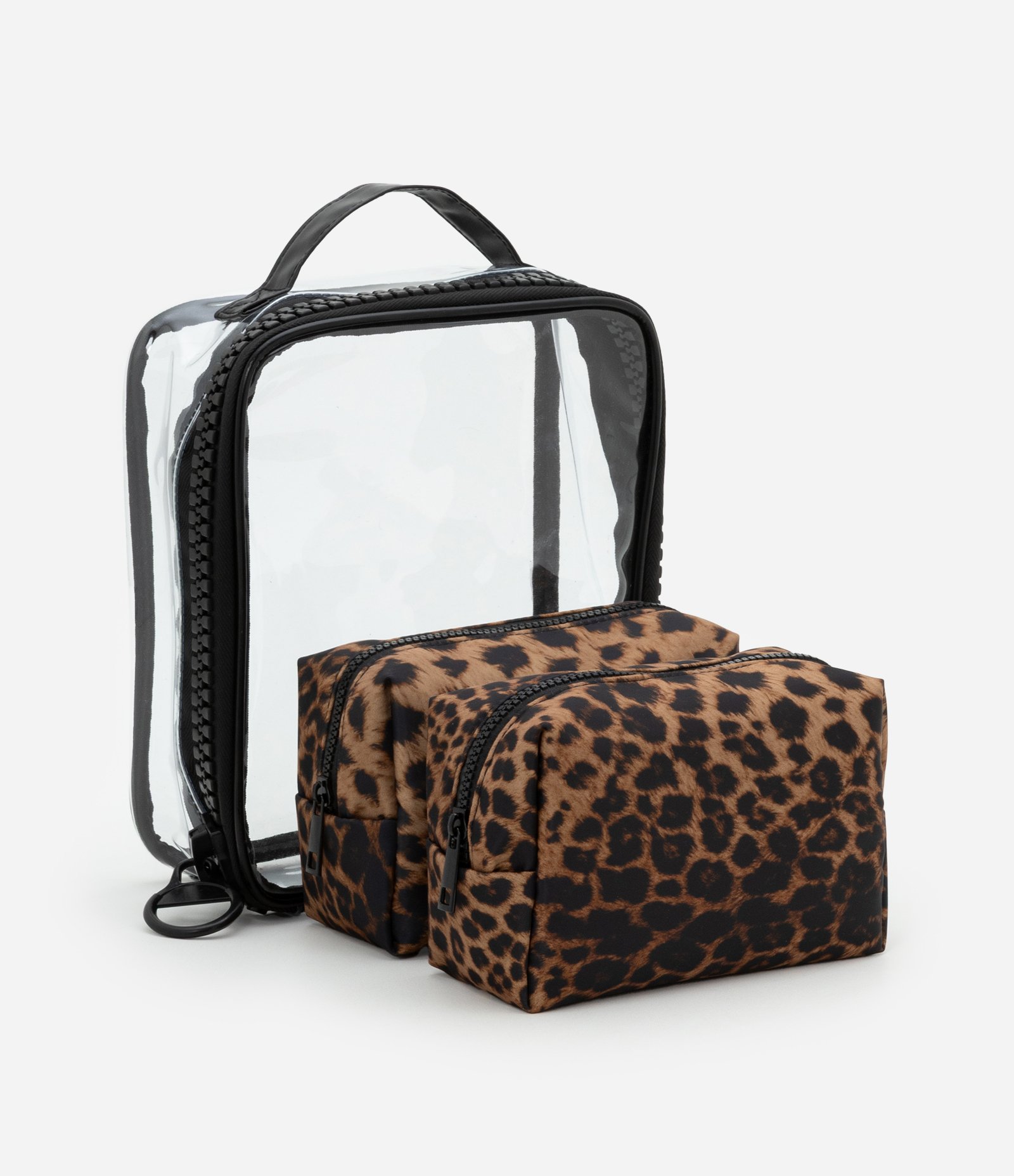 Kit 03 Nécessaires com Formas Diferentes com Estampa Animal Print Marrom 4