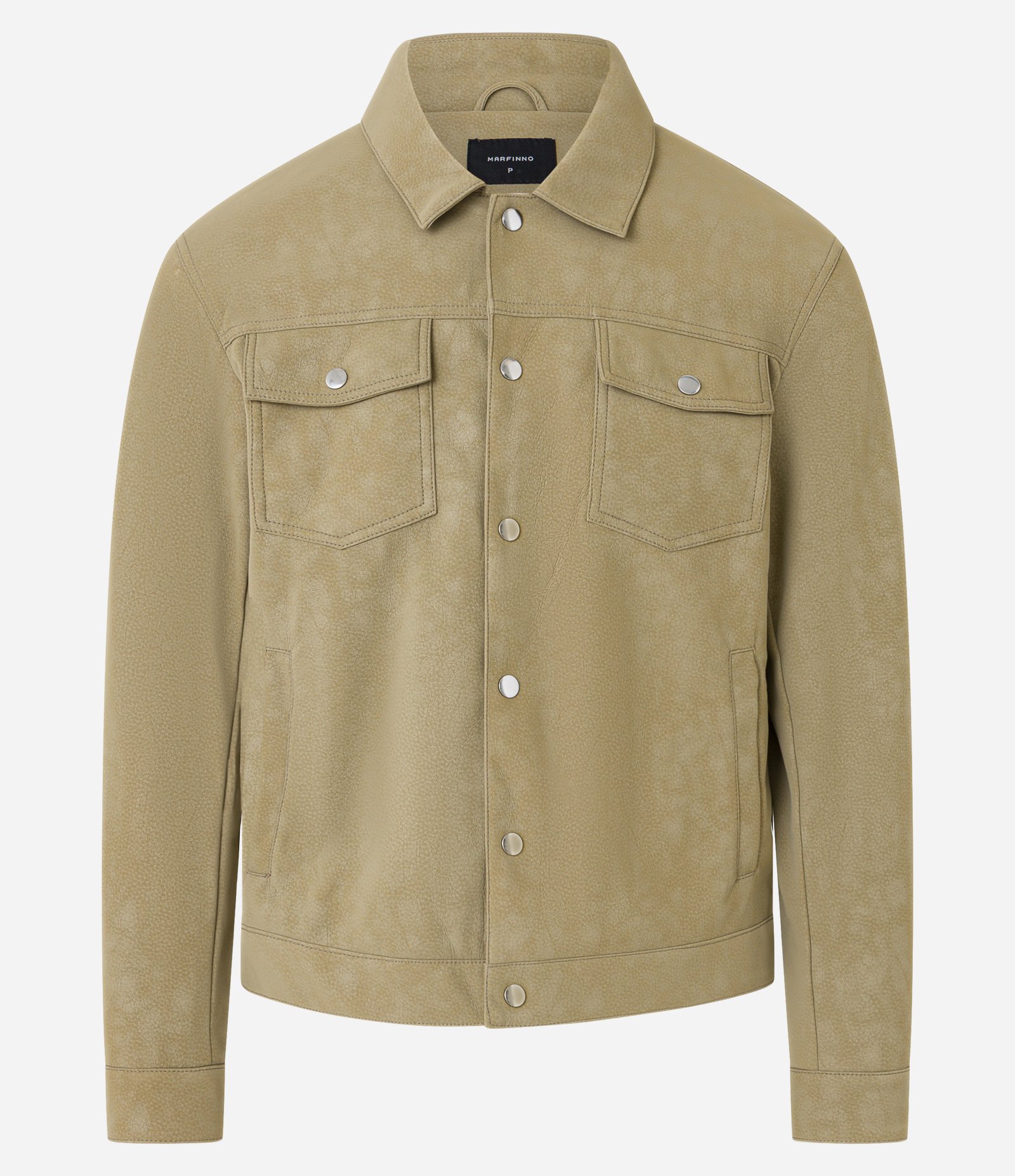 Jaqueta Trucker em Camurça com Gola Colarinho Bege 10